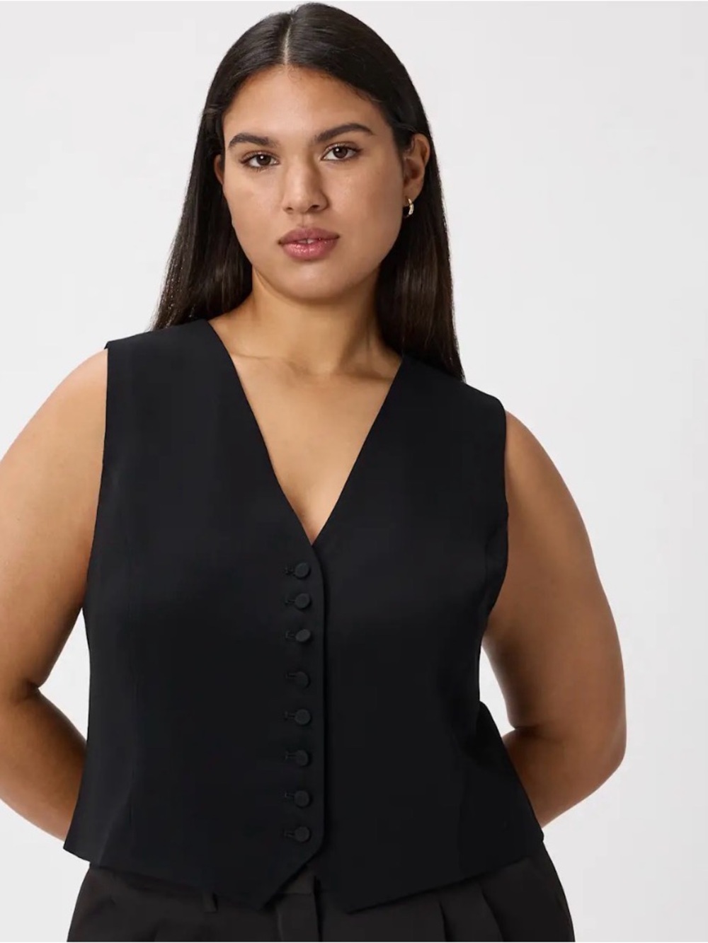 Quince Black Sleeveless Button-Front Vest